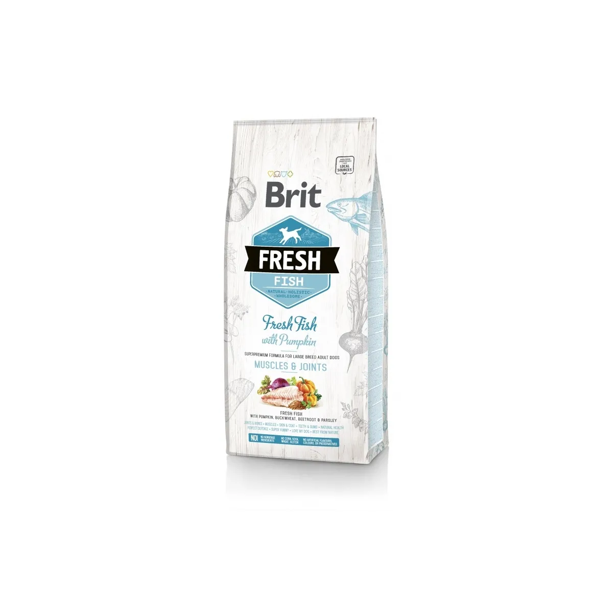 Brit Fresh сухой корм для собак крупных пород, рыба/тыква, 2,5 кг