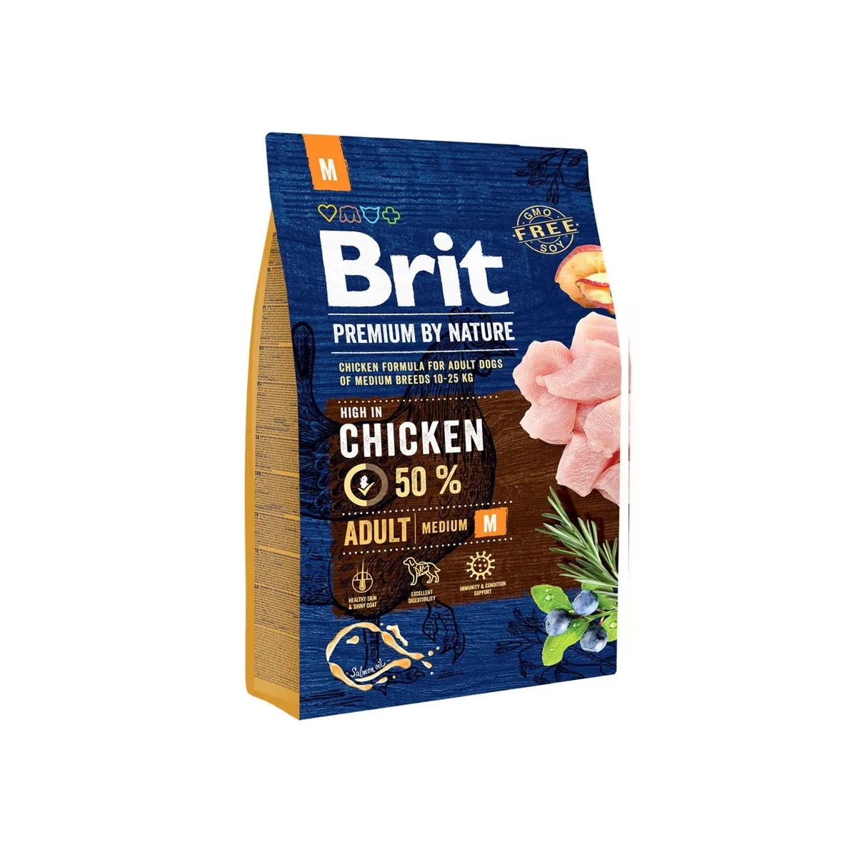 Brit Premium M сухой корм собак, курица, 3 кг