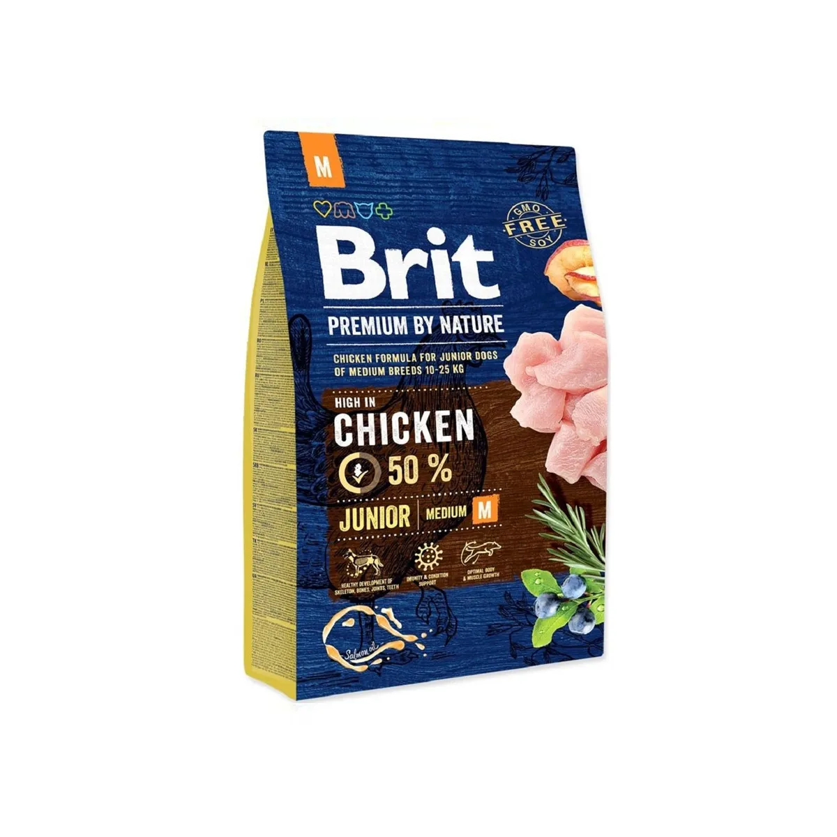 Brit Premium M сухой корм для молодых собак, курица, 3 кг