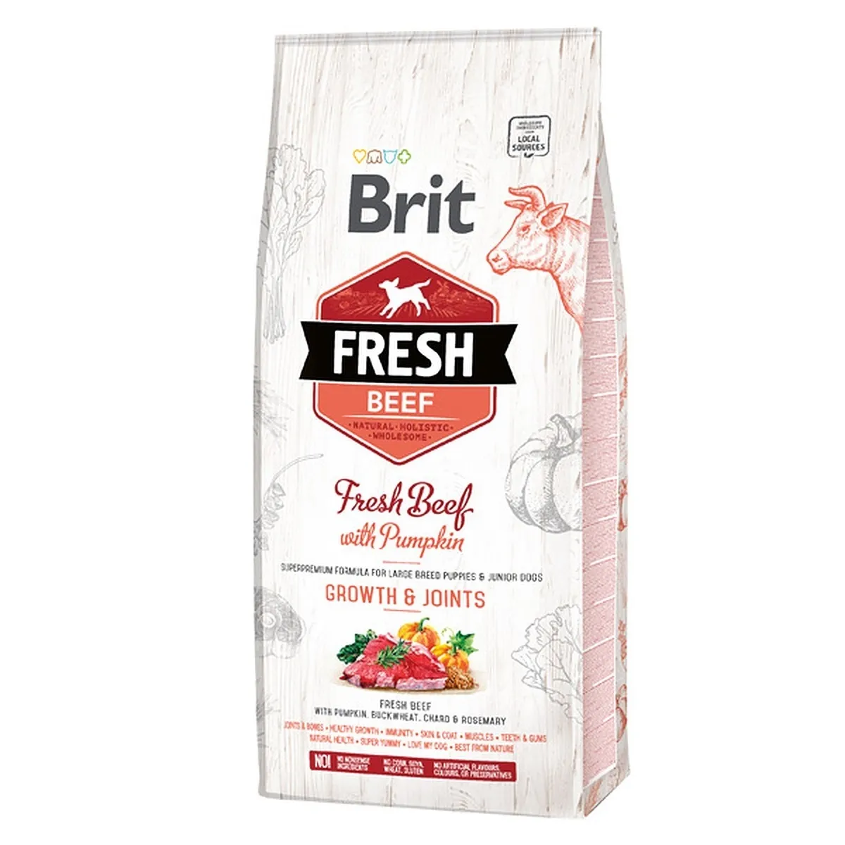 Brit Fresh корм для щенков крупных пород, говядина/тыква, 12кг