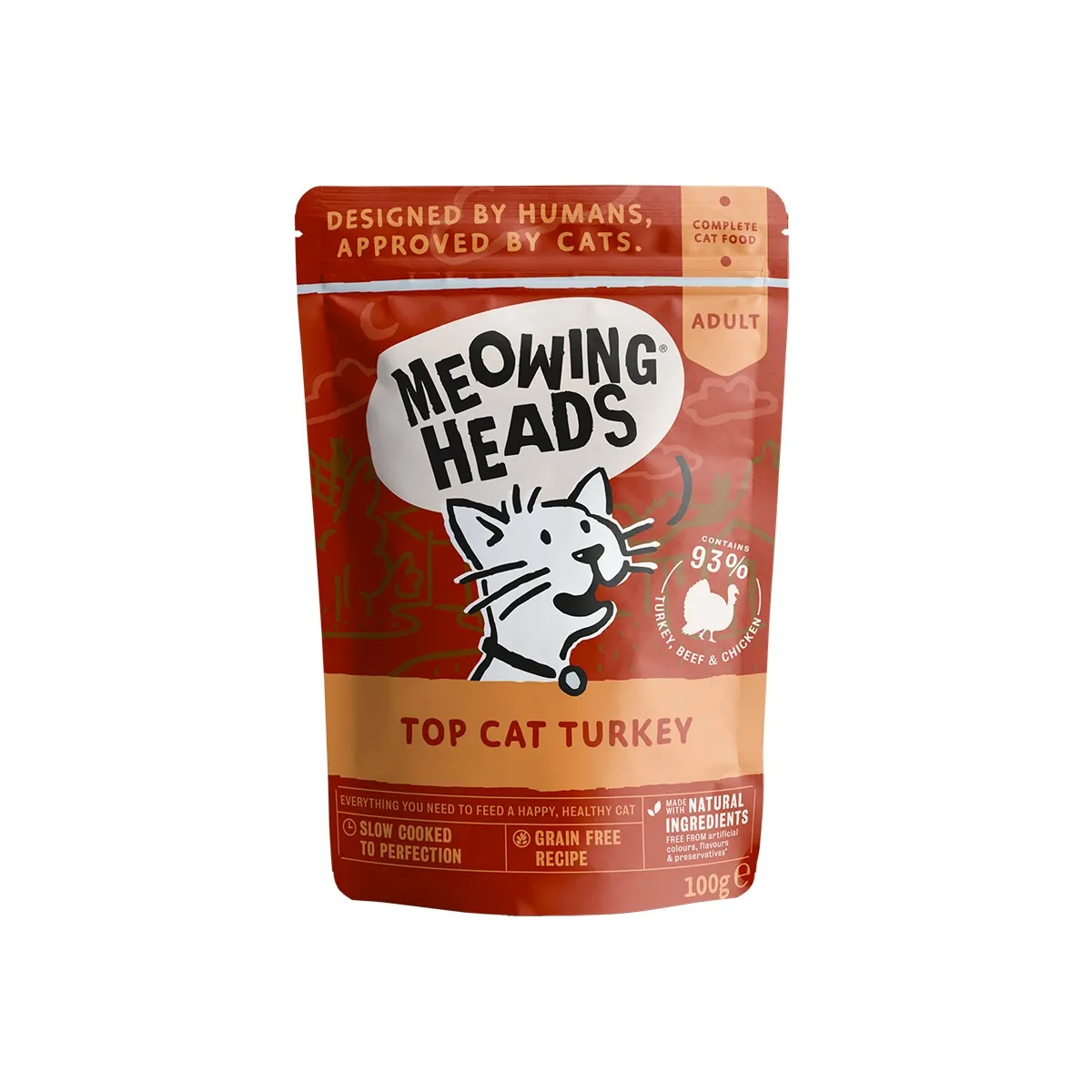 Meowing Heads Top Cat влажный корм для кошек, индейка, 100 г - Изображение товара 1