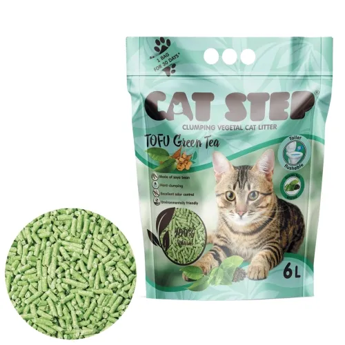 Cat Step Tofu Green Tea кошачьи отходы 2,7 кг/ 6 л