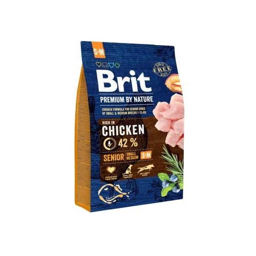 Brit Premium S+M сухой корм для пожилых собак, курица, 15 кг