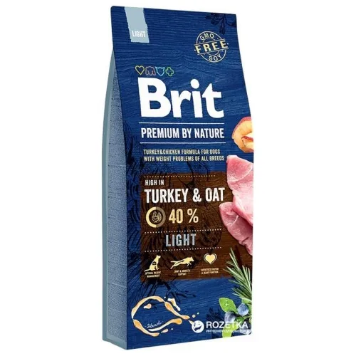 Brit Premium Light корм для собак, индейка/овсянка, 15 кг