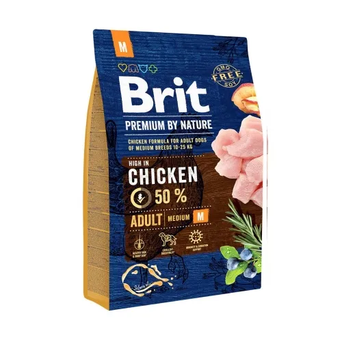 Brit Premium M сухой корм собак, курица, 3 кг