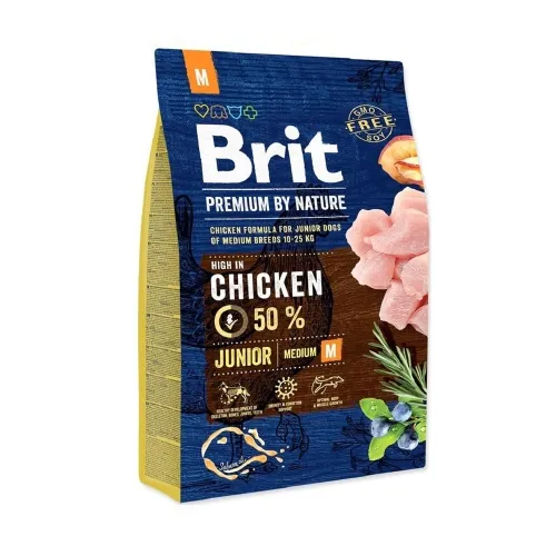 Brit Premium M сухой корм для молодых собак, курица, 3 кг