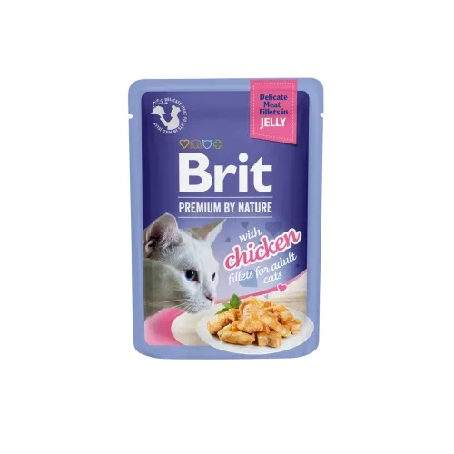 Brit Premium Delicate влажный корм для кошек, курица в желе, 85 г