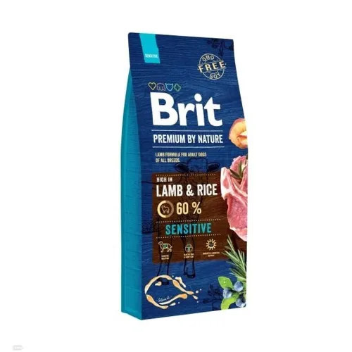 Brit Premium Sensitive корм для собак, ягненок/рис, 15 кг