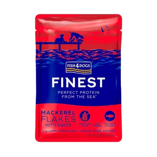 Fish4Dogs Finest Flakes влажный корм для собак, скумбрия/кальмар 100 г