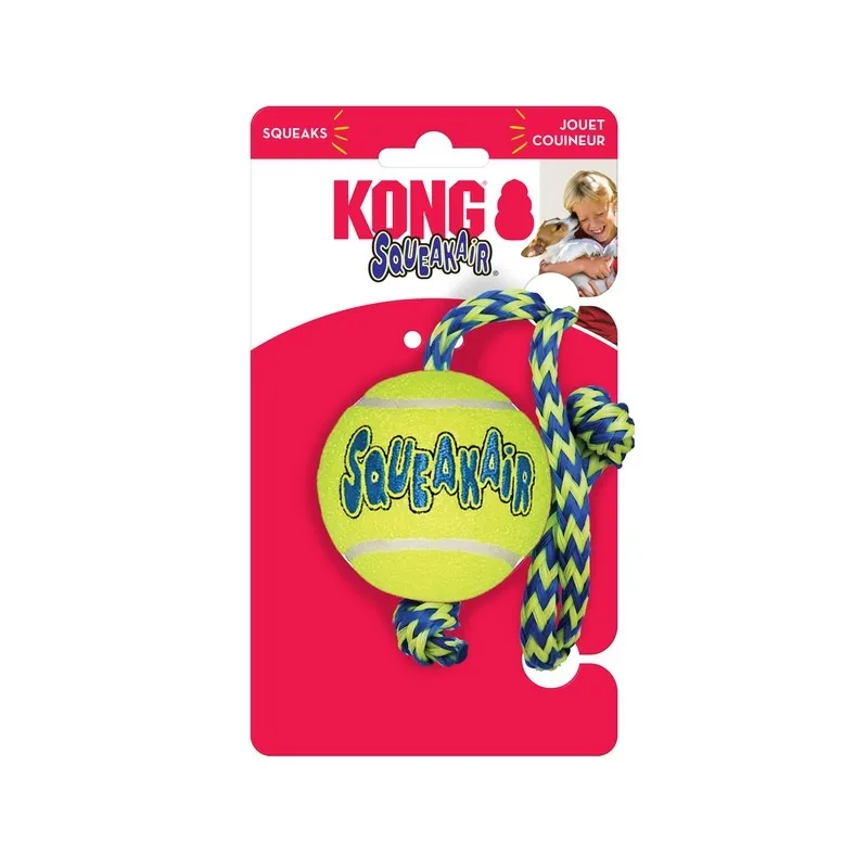 Kong Air игрушка для собак, теннисный мяч, шнур+свисток, М